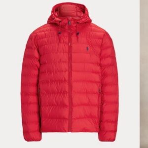 Polo Ralph Lauren Men's Down Full Zip Packable Hood Jacket Red Size XL